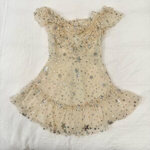 MAJORELLE Off-Shoulder Flutter Sleeve Sequins Star Dress